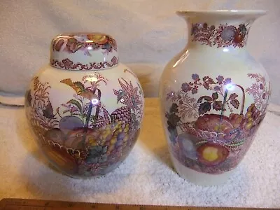 Masons Ironstone Fruit Basket Lustre Glaze Ginger Jar & 8  Vase • £20