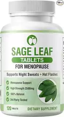 Menopause Support Hot Flushes Mood PMS PMT Sage Leaf  For Women  X 120 Tablets • £18.99