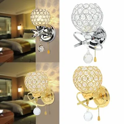 2020 Crystal LED Wall Light Lamp Sconce Bedroom Silver/Golden Wall Aisle Fixture • £14.99