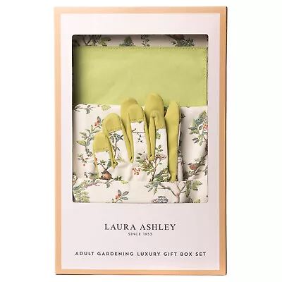 Laura Ashley Gardening Apron Gauntlets Gloves Kneeler Luxury Gift Set - Green • £59.99