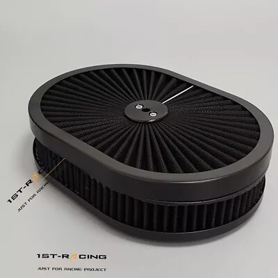 12''x2'' Washable Oval Filter Flow Air Cleaner Kit For 5-1/8  Opening Carb Inlet • $61.09