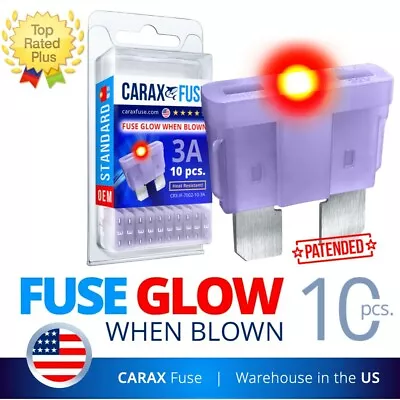 Fuse STANDARD Blade 3 AMP Smart Regular Fuse Automotive LED Glow Blown CARAX • $19.90