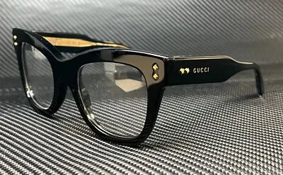 GUCCI GG1082O 001 Black Gold Women's Square 50 Mm Large Eyeglasses • $241.38