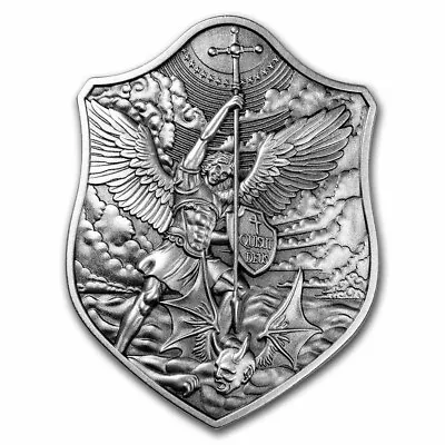 South Korea 2 Oz Silver Archangel Michael Ornate Shield Stackable • $104.50