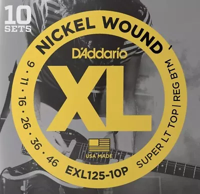 D'addario 10 Sets EXL125 9-46 Light Top Regular Bottom Electric Guitar Strings • $46.19