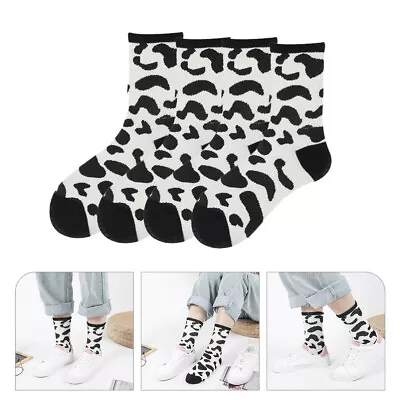 2 Pairs Cow Printed Stuff Middle Calf Socks Cow Stuff Crew Dress Socks • £8.99