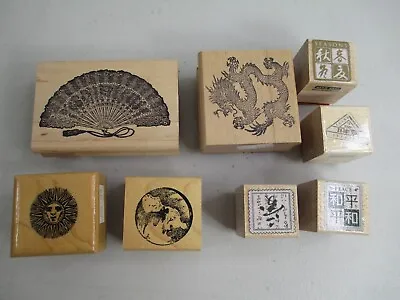 Rubber Stamps Lot Asian Dragon Fan Sun Face  • $7.99