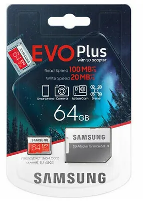 Samsung Evo Plus 64GB Micro SD Card MicroSDXC Class 10 Camera Memory U1 100MB/s • $18.95