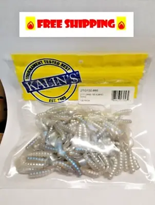 Kalin 2TG100-885 Triple Threat Grub 2  ALBINO SHAD 100 Per Pack - FREE SHIPPING • $13.99