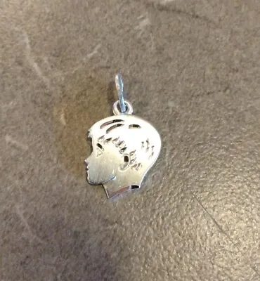 Vintage Sterling Silver Charm Child's Face Head Profile Etched • $14.95