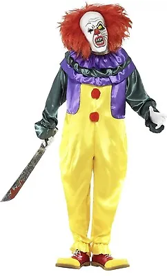 Smiffys Adult Mens Classic Horror Clown Costume Jumpsuit And Mask Cirque XL • £11.99