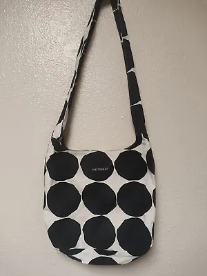 Marimekko Crossbody Shoulder Bag Tote Canvas Black White Dot • $95