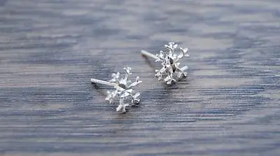 $11 • Buy Sterling Silver Snowflake Earrings - Diamond Cut Center DB1N