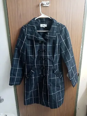 Merona Coat Womens Size S Black Gray Plaid Water Repellent Jacket Outdoors • $15.99