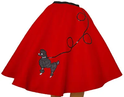 Red FELT Poodle Skirt _ Adult Size Small _ Waist 25 - 32  _ Length 25  • $31.95