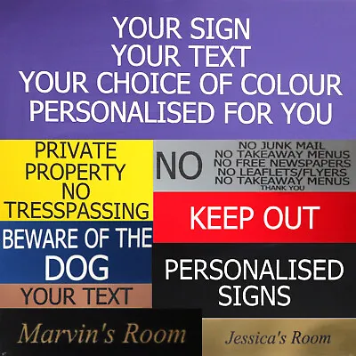Plaques & Signs Engraved Any Text Various Sizes - Ideal For Indoor / Outdoor Use • £2