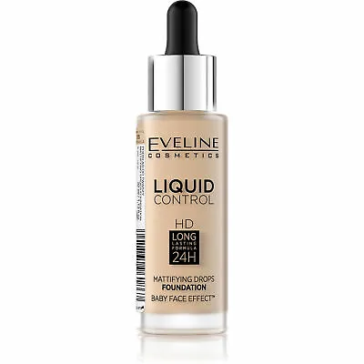 Eveline Liquid Control HD Mattifying Drops Foundation 015 Light Vanilla 32ml • £9.50