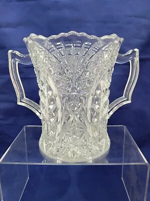 Vintage Cut Glass Two Handled Pitcher Vase • $8