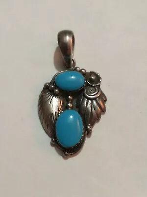 Vintage Native American Turquoise Sterling Silver 925 Pendant • $96