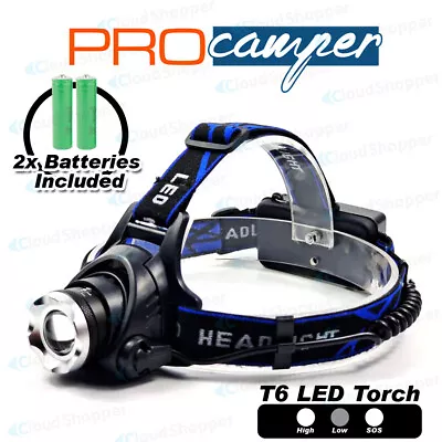 Powerful T6 LED Headlamp Outdoor Activities Adjustable Focus And Brightness • $19.95