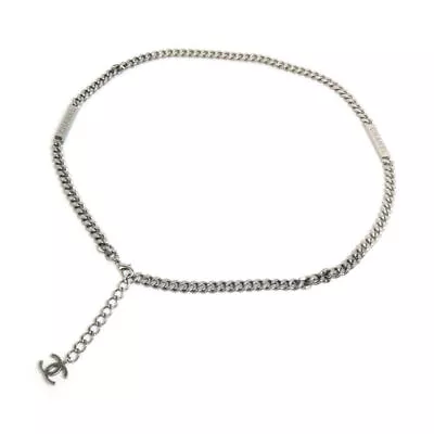 Auth CHANEL CC Logo Chain Belt Silver/Gunmetal Metal - E58478a • £394.45