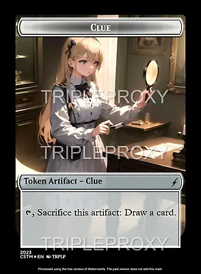 MTG Token Custom Anime Waifu Clue Token Girl - Custom Token By TRPLP • $4.99