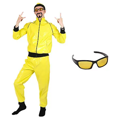 Adults 90's Rapper Costume Yellow Tracksuit Mens Gangster 1990's Fancy Dress • £19.99