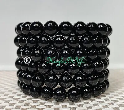 Wholesale Lot 6 Pcs Natural Black Onyx 8mm 7.5” Healing Crystal Stretch Bracelet • $18