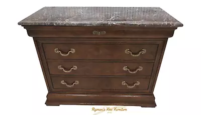 Henredon Charles X Collection Burl Elm Marble Top Chest • $1499