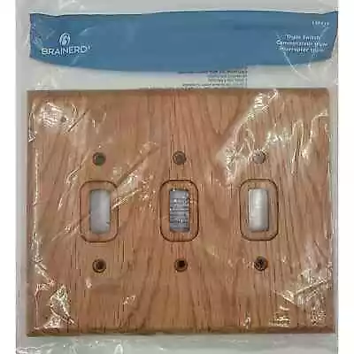 Brainerd Medium Oak Wood 3-Gang Toggle Decorative Outlet Switch Wall Plate • $10