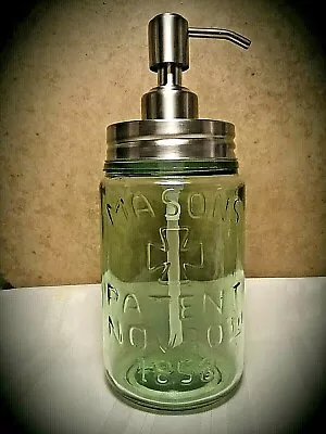 Soap & Lotion Dispenser ~ STAINLESS MASONS PATENT NOV 30th 1858 Mason Jar Pump • $17.95