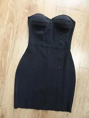 MISSGUIDED Ladies Black Strapless Party Occasion Dress Body Con UK 10 EXCELLENT • £10.99