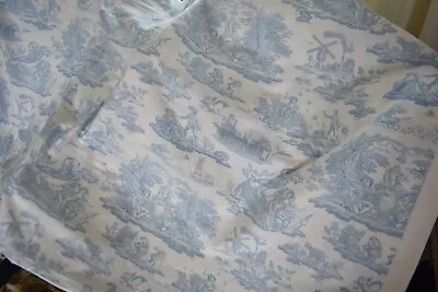 Fabric Remnant Laura Ashley Blue White Toile Light Weight Cotton W 138cm X 368cm • £18