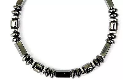 $35.09 • Buy Men’s Women’s 100% Magnetic Hematite Black N Silver Bracelet Anklet Necklace