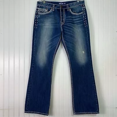 MEK DNM Boot Cut Jeans Mens 36 L Distressed Jeans Button Fly • $25.98