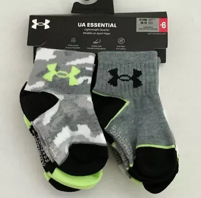 NIP Under Armour 12-24 Months Quarter Lightweight Socks 6 Pack Camo Green Black • $12.95