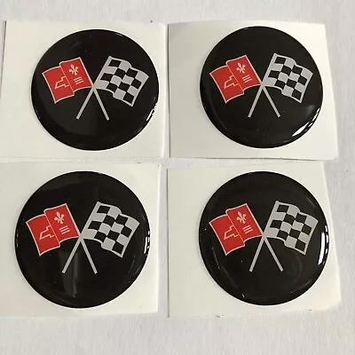 Chevrolet Flags Black Corvette Center Wheel Emblem 2” Round Vinyl Set 4 • $20