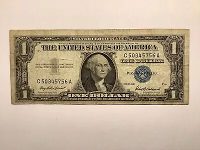 1957 - Blue Seal - $1 One Dollar Silver Certificate Bill - Old Paper Money #2 • $5.99