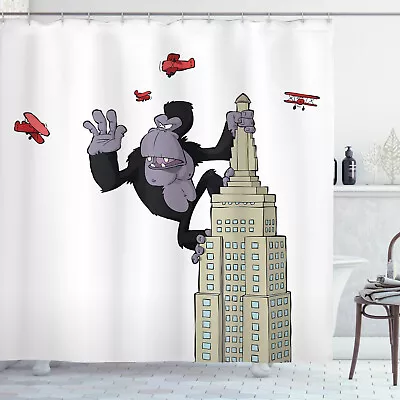 Animal Shower Curtain King Monkey Cartoon Print For Bathroom • $36.99