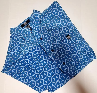 VTG Marithe Francois Girbaud Shirt XL Geometric Blue Logo Button Up Logo • $28.49