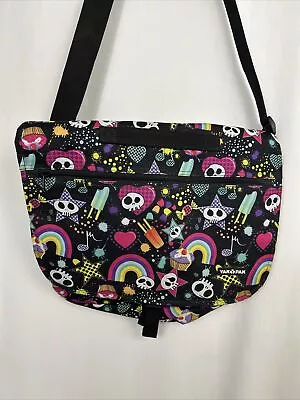 Yak Pak Messenger Bag Skull Rainbows Hearts Popsicles Black And Multicolor • $24.99