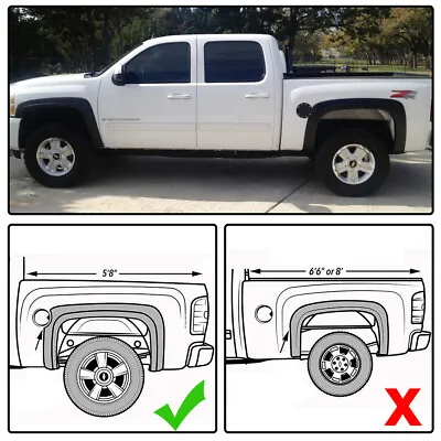 Fender Flares Fit For 2007-13 Chevy Silverado 1500 Crew Cab 5.8' Bed Wheel Cover • $69.80