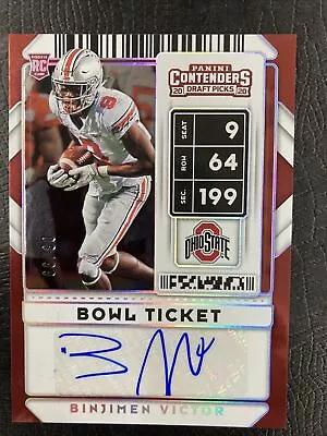 2020 Panini Contenders Draft Binjimen Victor￼Bowl Ticket Auto RC 8/99 Buckeyes￼ • $19