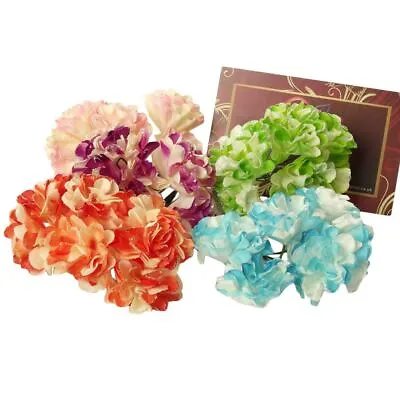 Bunch Of 6 Mini Glitter Paper Carnations Artificial Flowers Craft Scrapbook Fake • £0.99