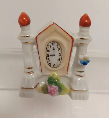 Vintage Dollhouse Miniature Ceramic Clock - Made In Occupied Japan - 2  H READ • $4