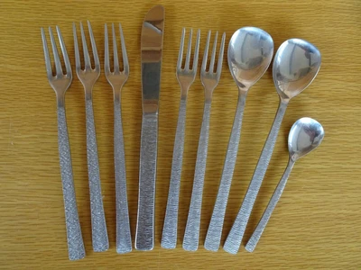 £18.99 • Buy Viners Of Sheffield STUDIO Bark Cutlery In Great Condition 9 Pieces, Job Lot
