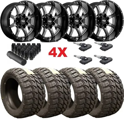 Two Tone Black Gray Wheels Rims Tires 33 12.50 20 Mt Mud Moto Metal Mo970 • $2295