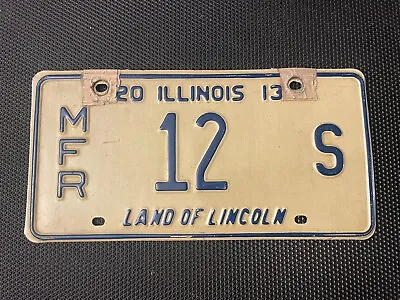 License Plate Illinois 2013 Manufacturer Mfr 12 S Low Number • $14.99