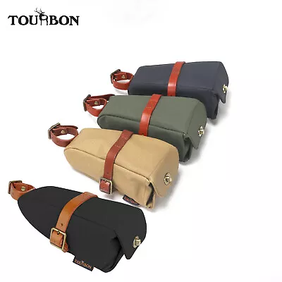 TOURBON Canvas Leather Bike Saddle Bag Vintage Bicycle Seat Pouch Choose Color • $29.83