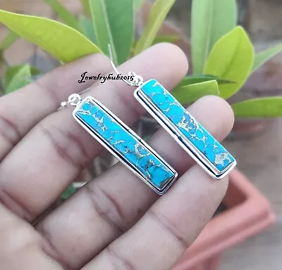 $17.22 • Buy Blue Copper Turquoise  Gemstone 925 Sterling Silver Pretty Silver Earring MO2030